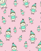 Cute Aqua Bunny Gnome Scatter Rug