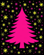 Hot Pink Christmas Tree Snowflakes Rug