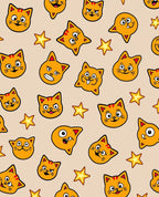 Whimsical Orange Cats Stars Background Rug