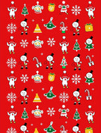 Red Merry Christmas Festive Characters Rug