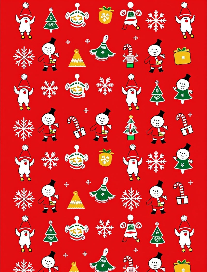 Red Merry Christmas Festive Characters Rug