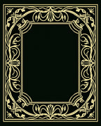 Art Nouveau Gold Floral Border Design Rug