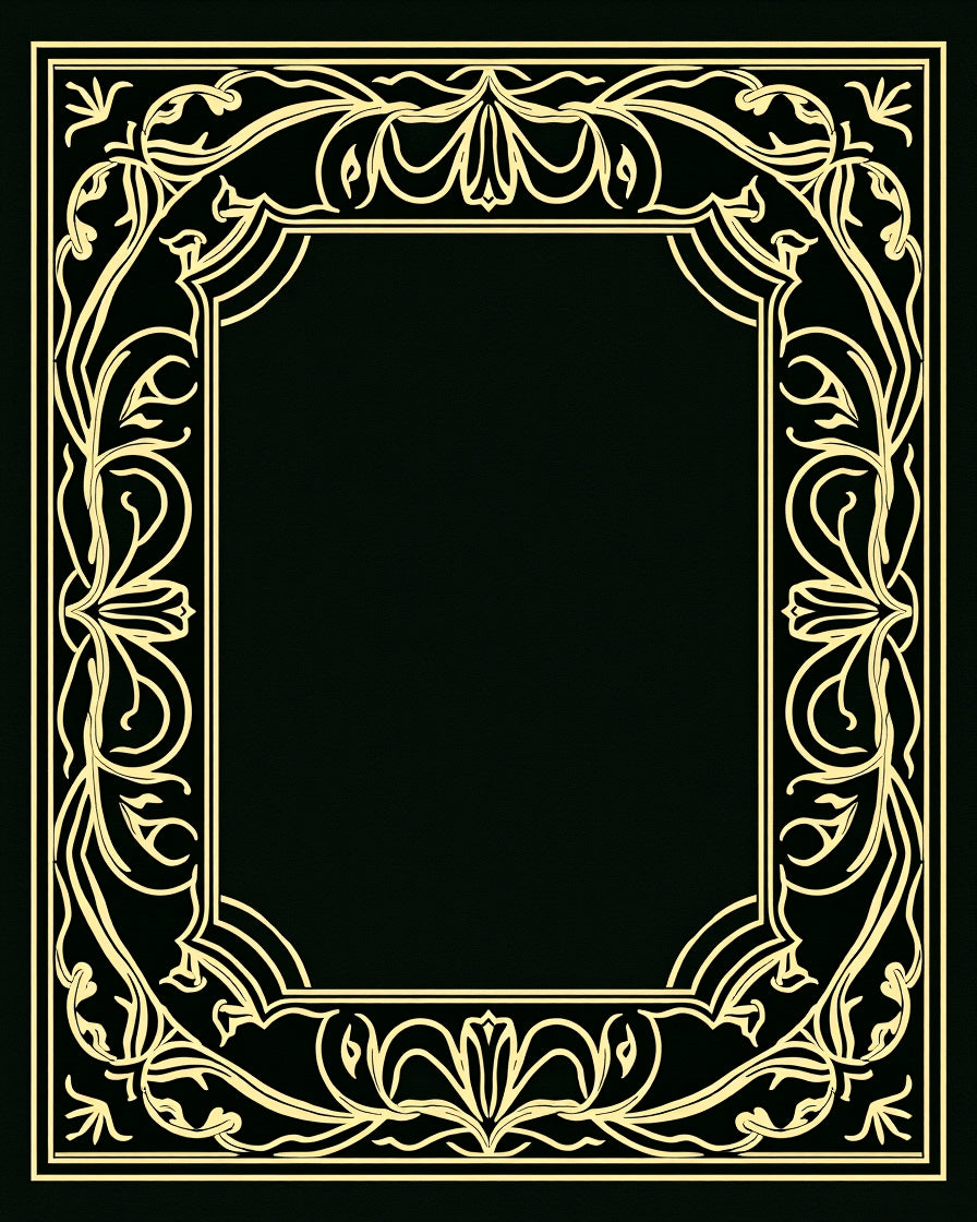 Art Nouveau Gold Floral Border Design Rug