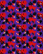 Energetic Crimson Fiery Abstract Figures Rug