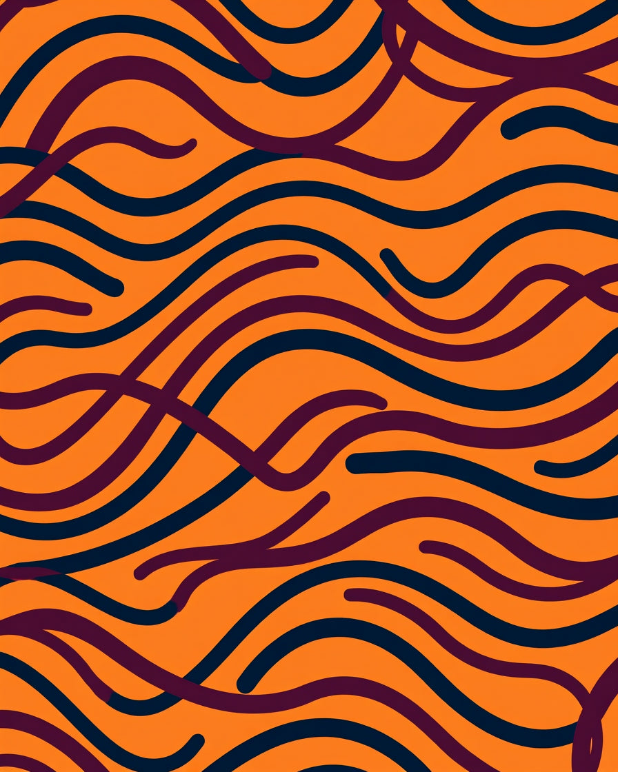 Bold Orange Indigo Wavy Lines Rug