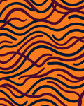 Bold Orange Indigo Wavy Lines Rug