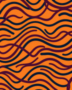Bold Orange Indigo Wavy Lines Rug