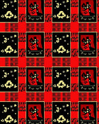 Bold Red Black Geometric Figure Rug