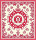Crimson Blossom Mandala Border Tapestry Rug