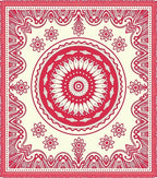 Crimson Blossom Mandala Border Tapestry Rug