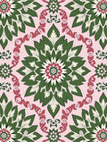 Pink Green Floral Medallion Repeating Rug