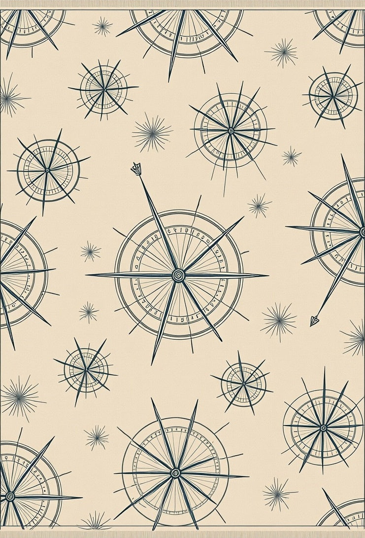 Nautical Compass Rose Cream Rug