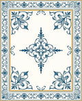 Classic Navy Floral Centered Square Rug