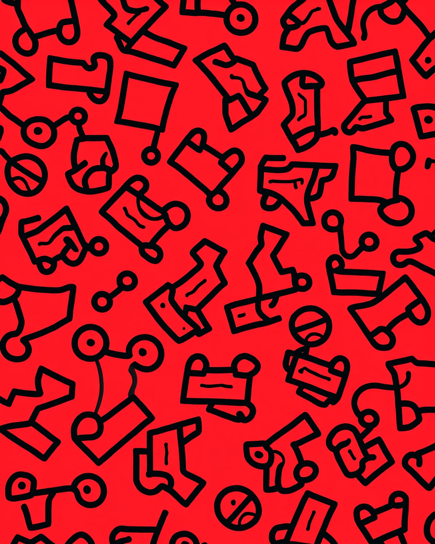 Bold Red Abstract Figures Rug