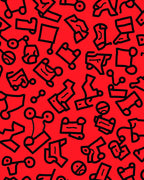 Bold Red Abstract Figures Rug