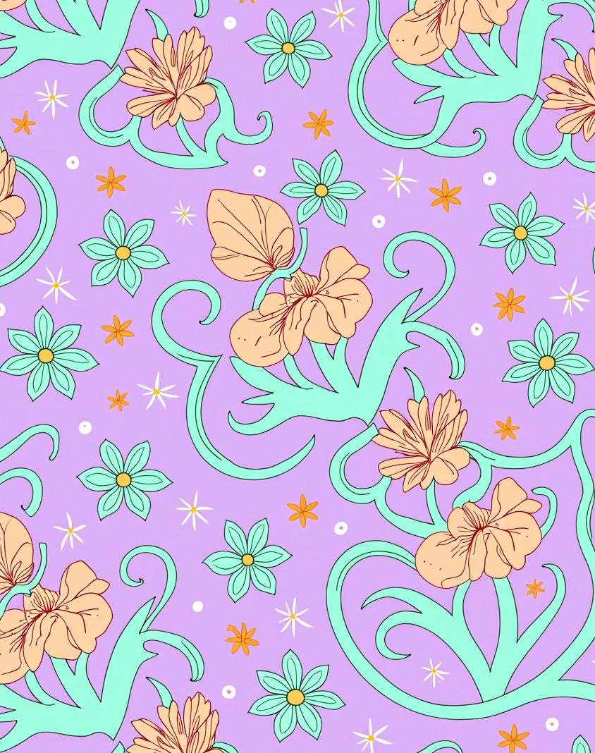 Lavish Lavender Floral Swirl Rug