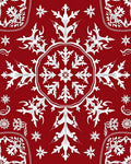 Crimson Snowflake Mandala Medallion Rug