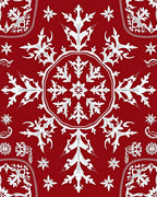 Crimson Snowflake Mandala Medallion Rug