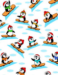Cute Winter Penguin Snowboarding Collage Rug