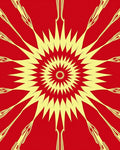 Radiant Yellow Sunburst Red Rug
