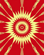 Radiant Yellow Sunburst Red Rug