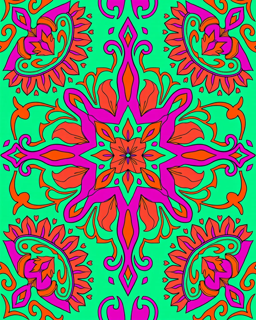 Vibrant Vivid Pink Floral Medallion Rug