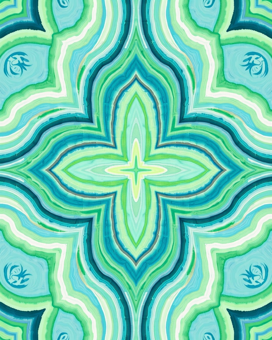 Oceanic Swirls Floral Medallion Rug