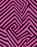 Vibrant Pink Black Labyrinth Maze Rug