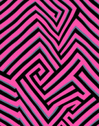 Vibrant Pink Black Labyrinth Maze Rug