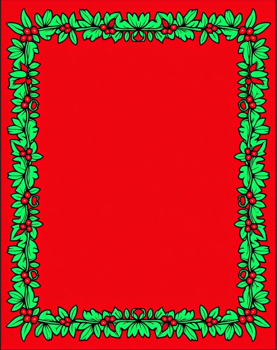 Festive Red Holly Berry Border Rug