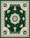 Emerald Cream Medallion Floral Border Rug