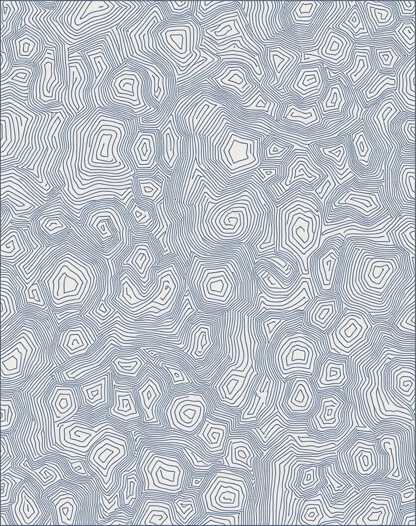 Navy Blue Contour Topography Rug