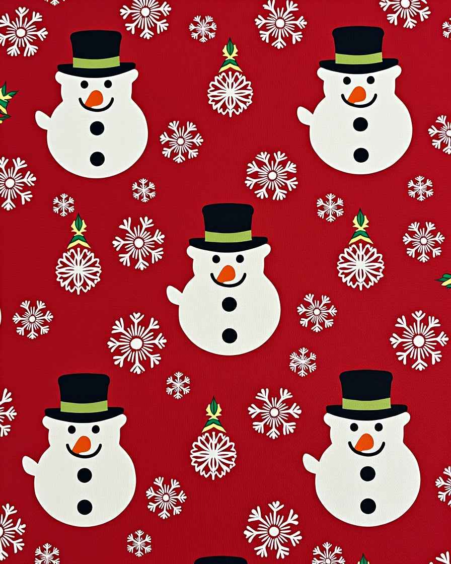 Merry Snowman Snowflake Red Cover Rug