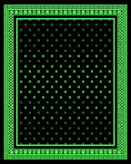 Black Neon Green Repeating Clover Medallion Rug