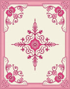 Pink Floral Corner Medallion Rug