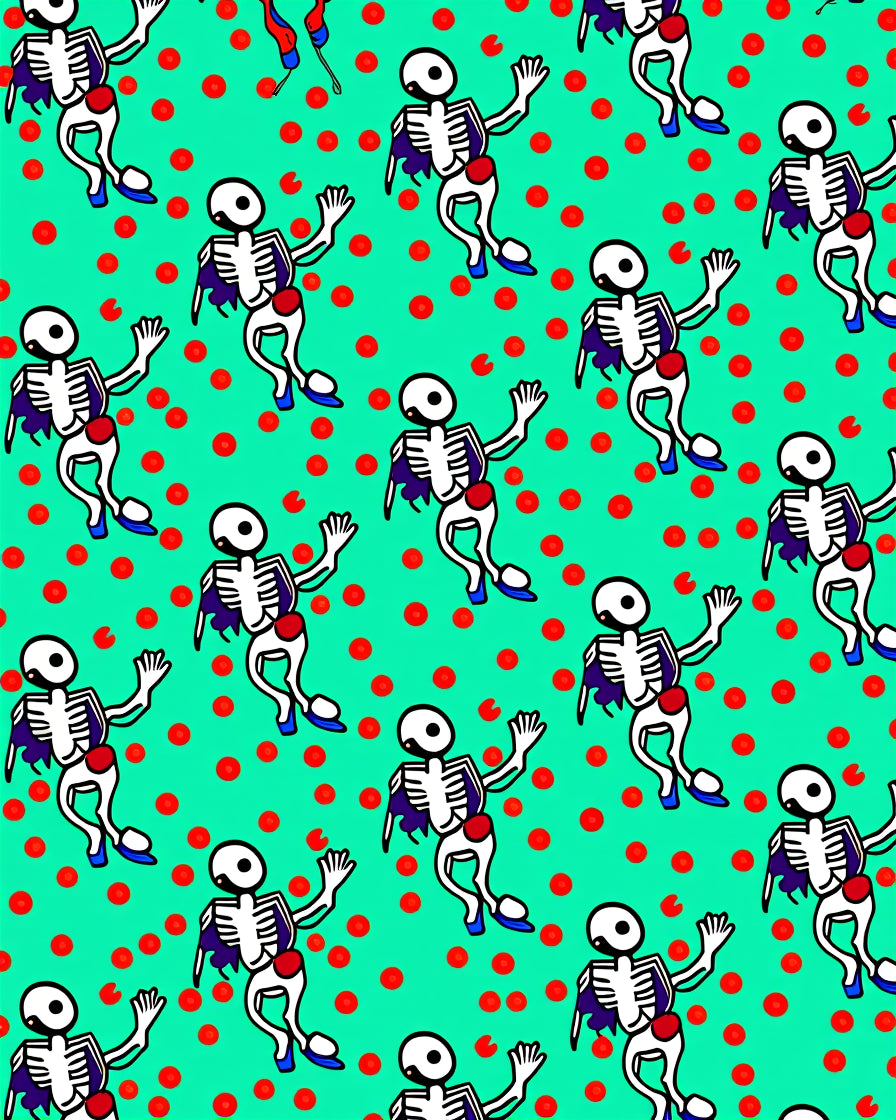Whimsical Skeleton Polka Dot Garden Rug