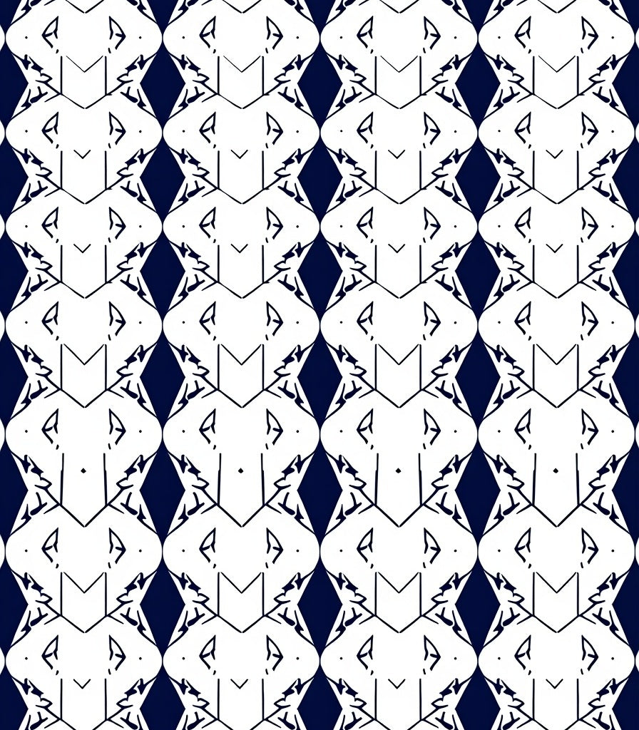 Navy White Geometric Art Deco Harmony Rug