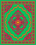 Vibrant Pink Floral Green Medallion Rug