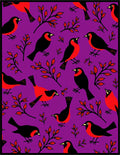 Purple Black Red Bird Foliage Scatter Rug
