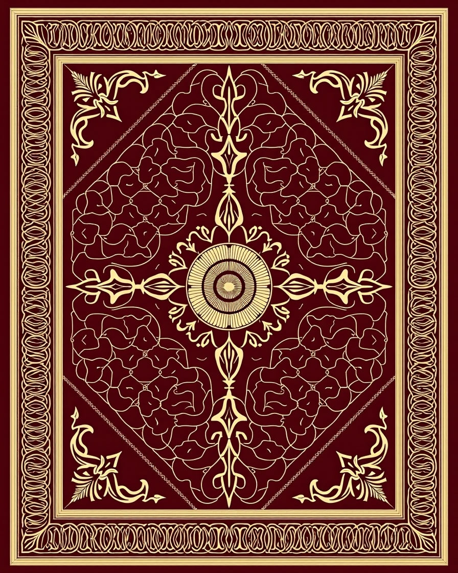 Crimson Gold Ornate Paisley Medallion Rug