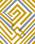 Gold And Blue Geometric Maze Rug