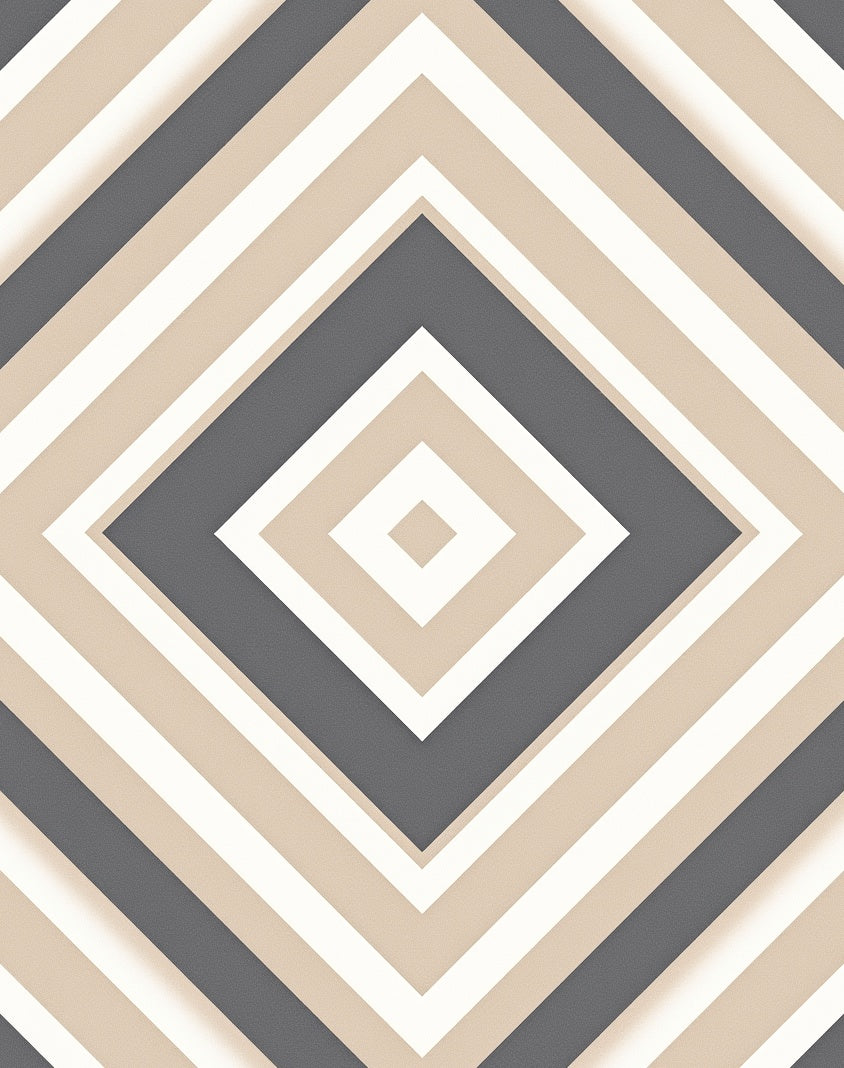 Geometric Diamond Gray Beige Rug