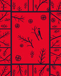 Bold Red Bird Branch Medallion Rug
