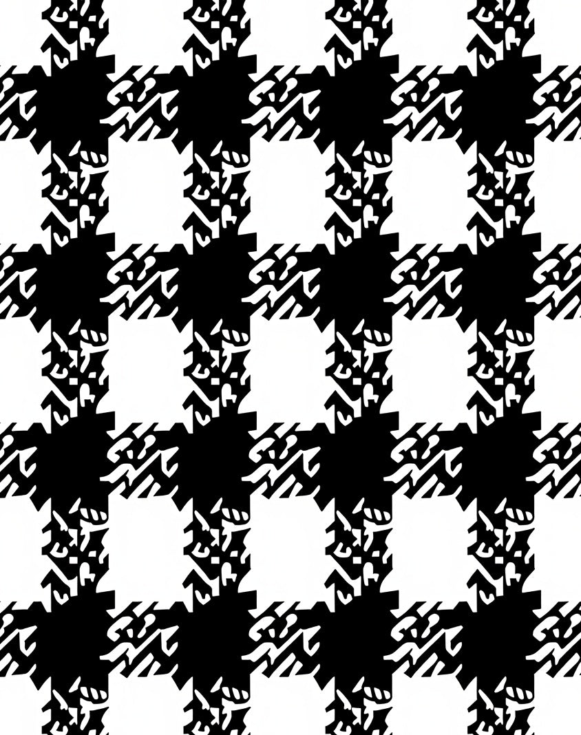 Black White Houndstooth Checkerboard Textile Rug