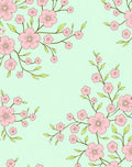 Pink Blossom Branches Pale Aqua Background Rug