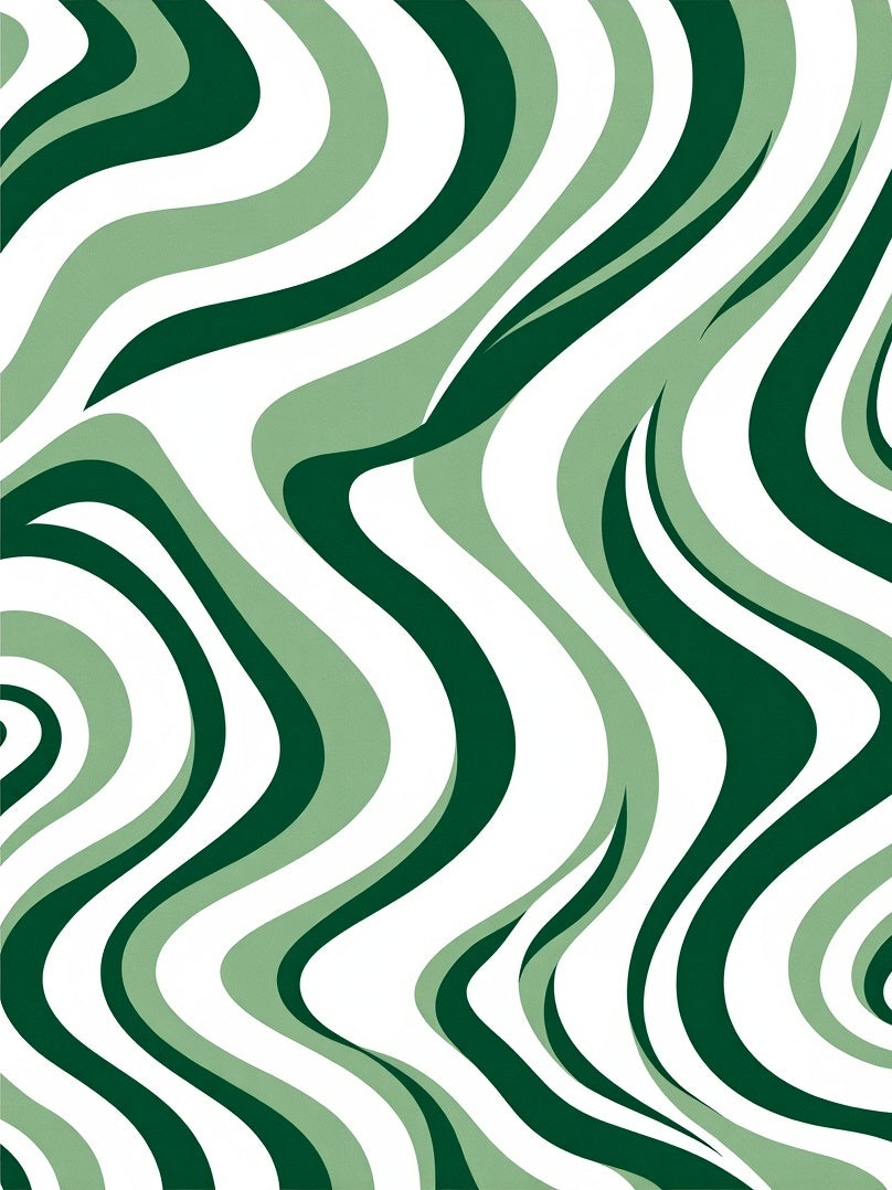 Deep Forest Green Wavy Lines Rug