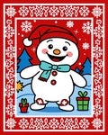 Jolly Snowman With Snowflakes Border Rug