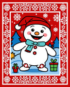Jolly Snowman With Snowflakes Border Rug