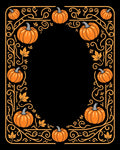 Autumn Orange Pumpkin Scroll Border Rug