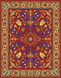 Crimson Red Floral Medallion Rug